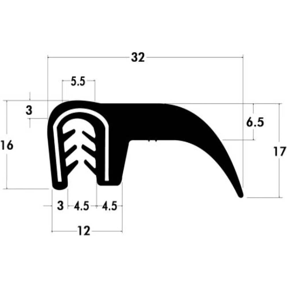 Fairchild Industries - Automotive Replacement Parts; Type: Trim Seal ; Application: Trim Seal, Sponge Bulb and Dense Rubber with Flexible Segmented Steel Core, .14"-.18", Black, 25 ft. - Exact Tool & Supply