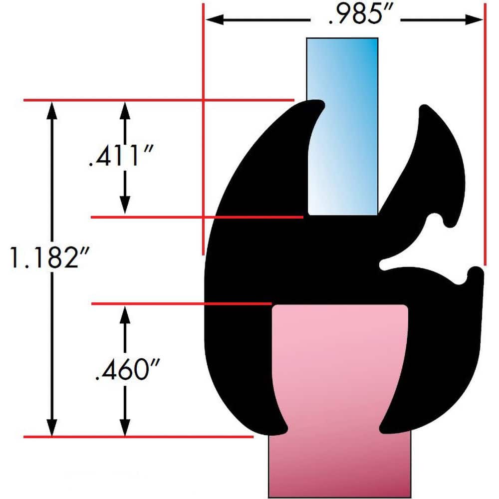Fairchild Industries - Automotive Replacement Parts; Type: Self-Sealing Weatherstrip ; Application: Two Piece Rubber Glass Sealing Weatherstrip for Windshields With Rubber Locking Strip Included, , 25 Ft., Each - Exact Tool & Supply