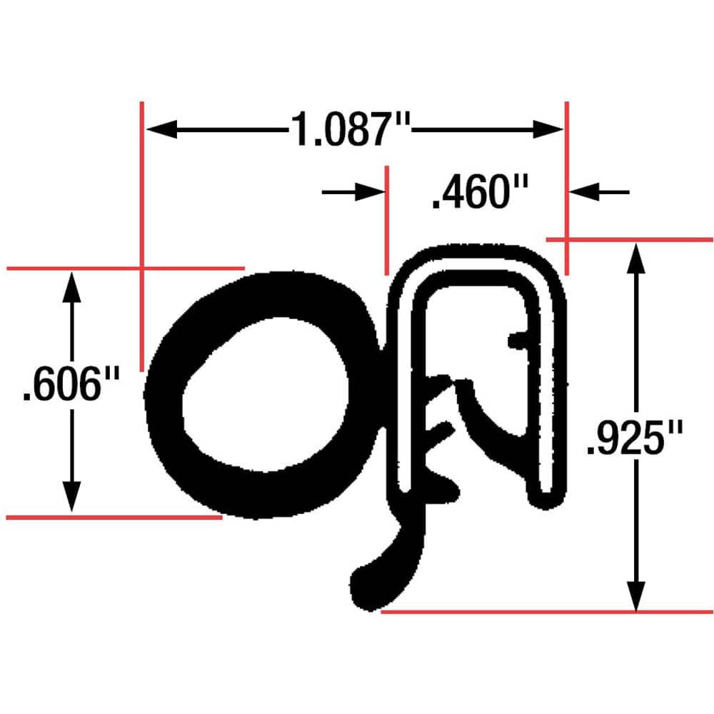 Fairchild Industries - Automotive Replacement Parts; Type: Trim Seal ; Application: Trim Seal, Sponge Bulb and Dense Rubber with Flexible Steel Wire Core, .019"-.098", Black, 25 ft. - Exact Tool & Supply