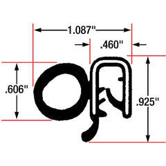 Fairchild Industries - Automotive Replacement Parts; Type: Trim Seal ; Application: Trim Seal, Sponge Bulb and Dense Rubber with Flexible Steel Wire Core, .019"-.098", Black, 25 ft. - Exact Tool & Supply