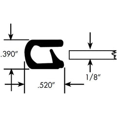Fairchild Industries - Automotive Replacement Parts; Type: Edge Trim ; Application: Edge Trim, Standard Single Lip Trim with Segmented Aluminum Core, .090"-.190", Black Soft Tone, 50 ft. - Exact Tool & Supply
