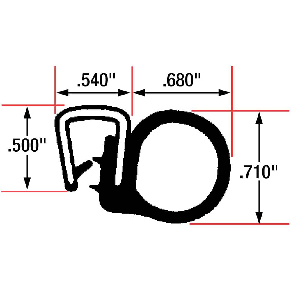 Fairchild Industries - Automotive Replacement Parts; Type: Trim Seal ; Application: Trim Seal, Vinyl and Sponge Rubber Trim Seal with Flexible Steel Core, .060"-.140", Black, 25 ft. - Exact Tool & Supply