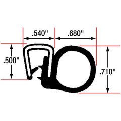 Fairchild Industries - Automotive Replacement Parts; Type: Trim Seal ; Application: Trim Seal, Vinyl and Sponge Rubber Trim Seal with Flexible Steel Core, .060"-.140", Black, 25 ft. - Exact Tool & Supply