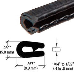Fairchild Industries - Automotive Replacement Parts; Type: Edge Trim ; Application: Edge Trim, Mini-mini trim with Segmented Steel Core, .010"-.030", Black Soft Tone, 50 ft. - Exact Tool & Supply