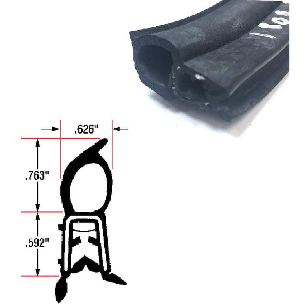 Fairchild Industries - Automotive Replacement Parts; Type: Trim Seal ; Application: Trim Seal, Sponge Bulb and Dense Rubber with Flexible Steel Wire Core, .08"-.200", Black, 25 ft. - Exact Tool & Supply