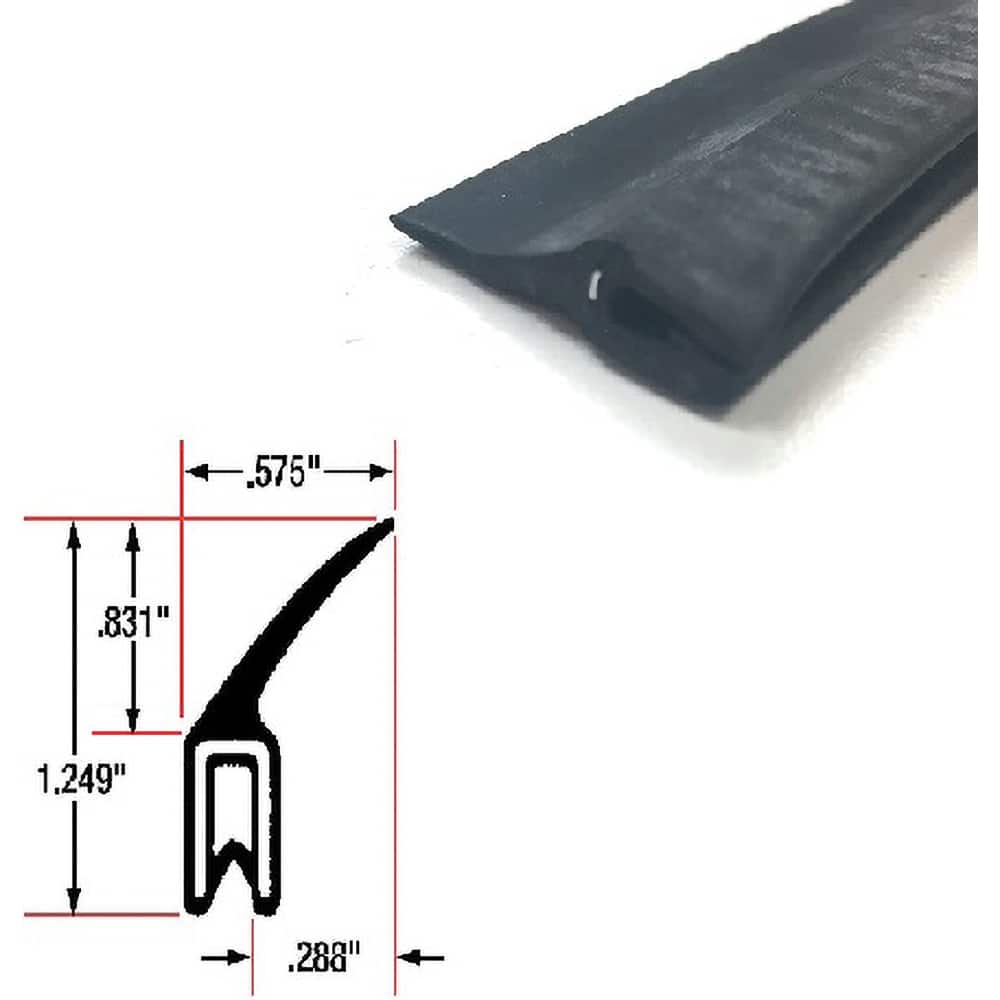 Fairchild Industries - Automotive Replacement Parts; Type: Trim Seal ; Application: Trim Seal, Sponge Bulb and Dense Rubber with Flexible Segmented Steel Core, .060"-.10", Black, 25 ft. - Exact Tool & Supply