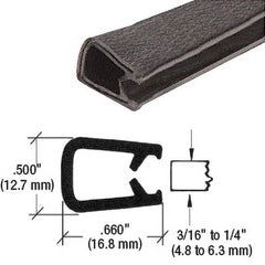 Fairchild Industries - Automotive Replacement Parts; Type: Edge Trim ; Application: Edge Trim, Double Lip 1/4" Trim with Segmented Steel Core, .135"-.250", Black Soft Tone, 50 ft. - Exact Tool & Supply