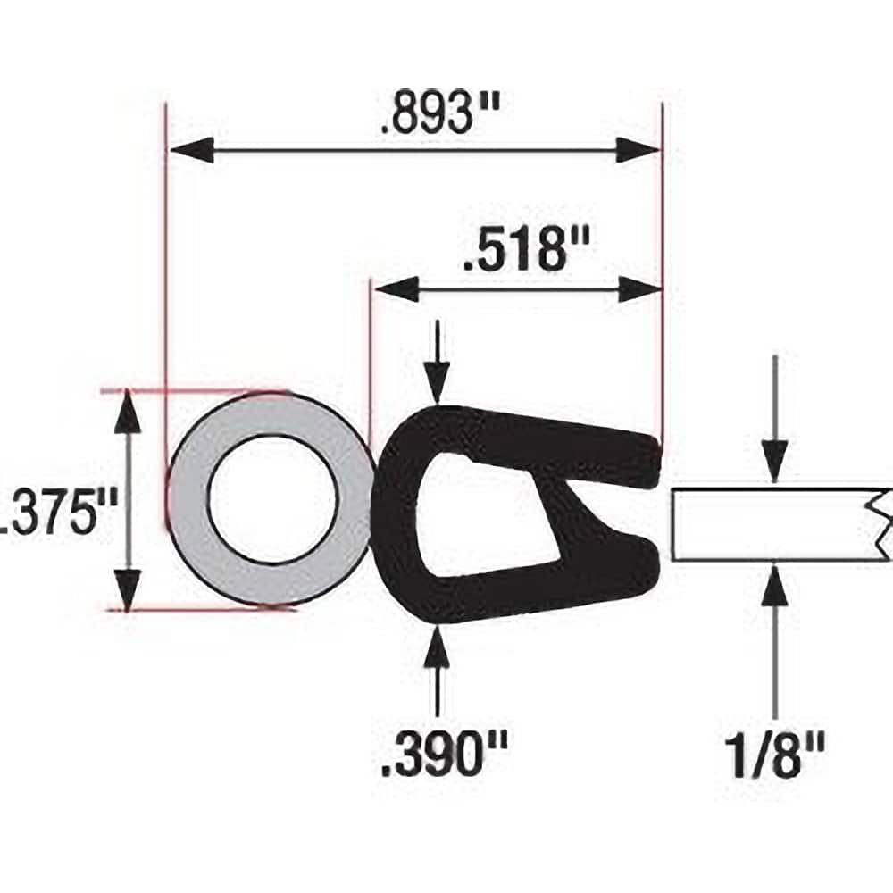 Fairchild Industries - Automotive Replacement Parts; Type: Trim Seal ; Application: Trim Seal, Vinyl and Sponge Rubber Trim Seal with Flexible Steel Core, .060"-.170", Black, 25 ft. - Exact Tool & Supply
