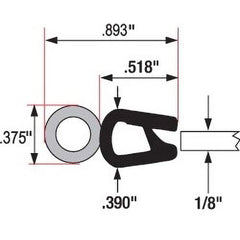 Fairchild Industries - Automotive Replacement Parts; Type: Trim Seal ; Application: Trim Seal, Vinyl and Sponge Rubber Trim Seal with Flexible Steel Core, .060"-.170", Black, 25 ft. - Exact Tool & Supply