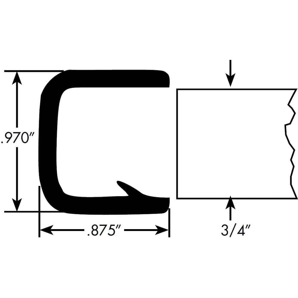 Fairchild Industries - Automotive Replacement Parts; Type: Edge Trim ; Application: Edge Trim, Double Lip 3/4" Trim with Segmented Steel Core, .670"-.750", Black Soft Tone, 50 ft. - Exact Tool & Supply