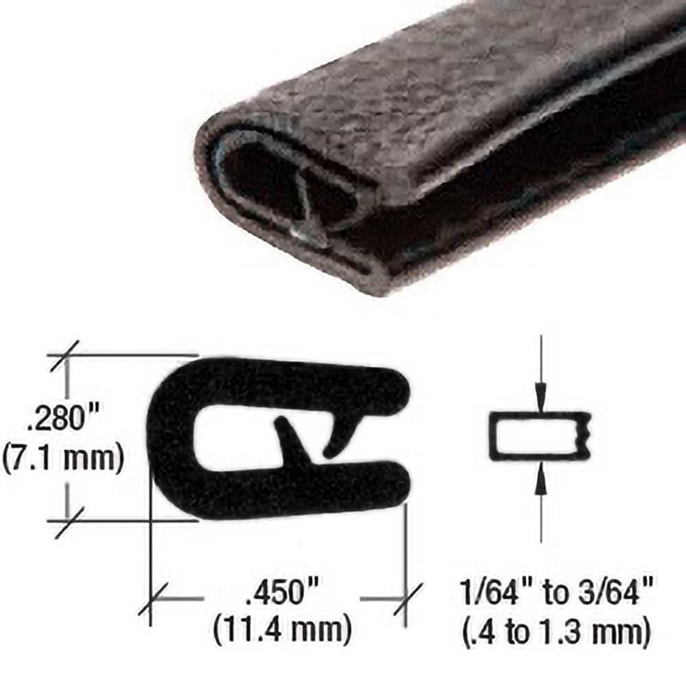 Fairchild Industries - Automotive Replacement Parts; Type: Edge Trim ; Application: Edge Trim, Mini Trim with Segmented Steel Core, .010"-.050", Black Soft Tone, 50 ft. - Exact Tool & Supply