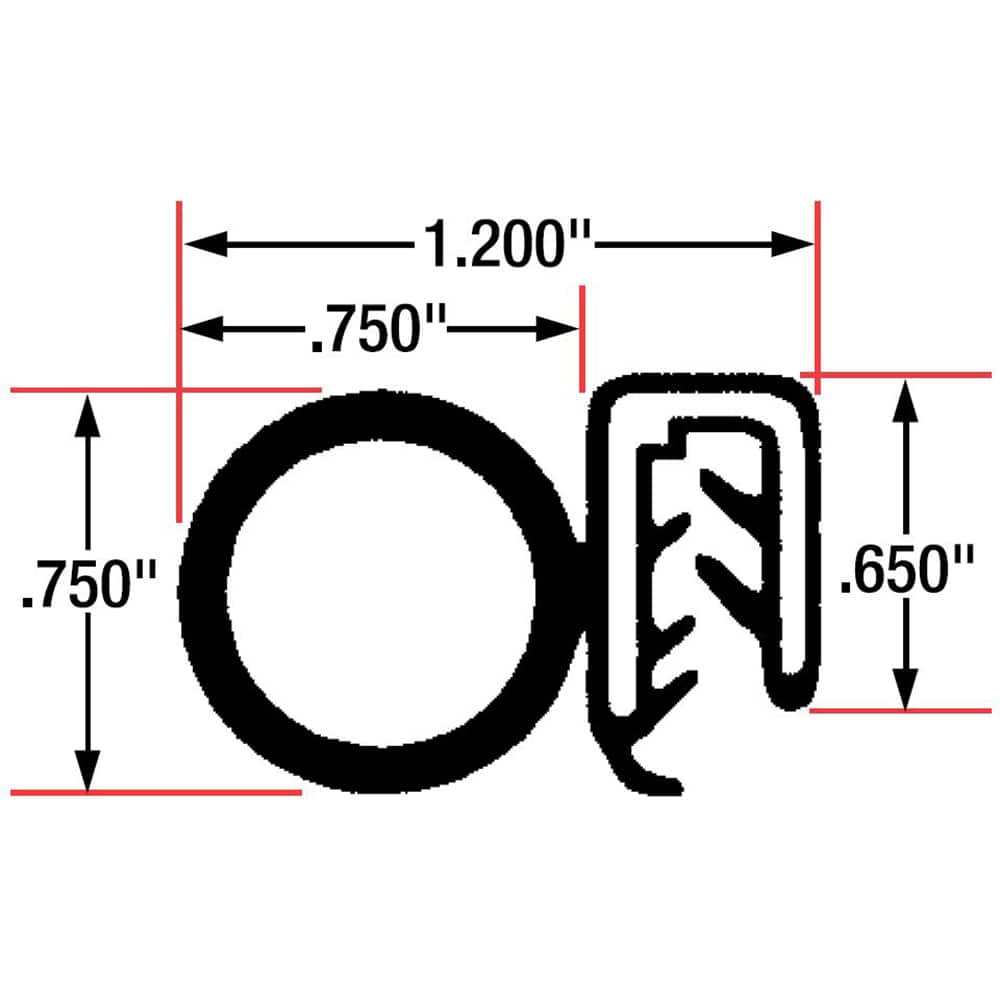 Fairchild Industries - Automotive Replacement Parts; Type: Trim Seal ; Application: Trim Seal, Sponge Bulb and Dense Rubber with Flexible Steel Wire Core, .11"-.13", Black, 25 ft. - Exact Tool & Supply