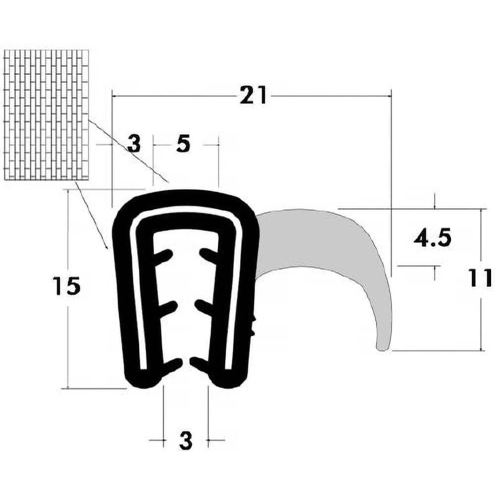 Fairchild Industries - Automotive Replacement Parts; Type: Trim Seal ; Application: Trim Seal, Sponge Bulb and Dense Rubber with Flexible Segmented Steel Core, .09"-.12", Black, 25 ft. - Exact Tool & Supply