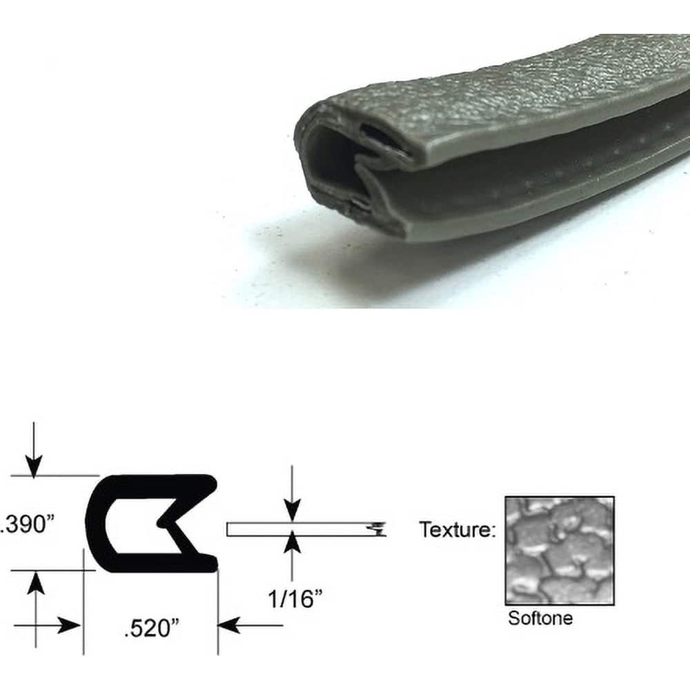 Fairchild Industries - Automotive Replacement Parts; Type: Edge Trim ; Application: Edge Trim, Standard Double Lip Trim with Segmented Steel Core, .032"-.125", Lite Brown Soft Tone, 50 ft. - Exact Tool & Supply
