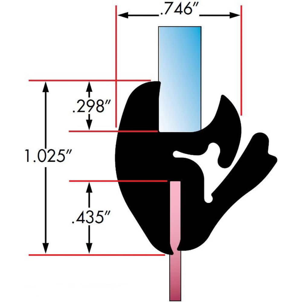 Fairchild Industries - Automotive Replacement Parts; Type: Self-Sealing Weatherstrip ; Application: One Piece Rubber Glass Sealing Weatherstrip for Windshields, , 25 Ft., Each - Exact Tool & Supply