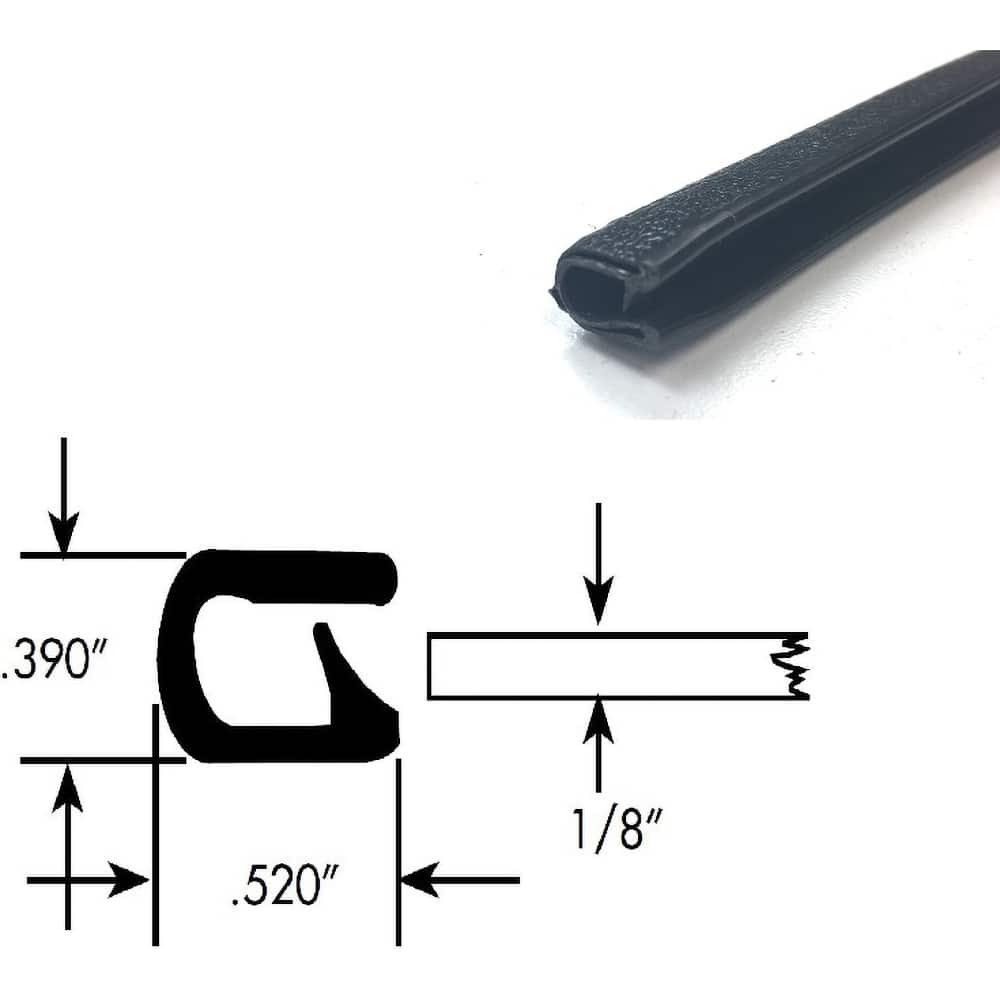 Fairchild Industries - Automotive Replacement Parts; Type: Edge Trim ; Application: Edge Trim, Standard Single Lip Trim with Segmented Steel Core, .090"-.190", Black Soft Tone, 50 ft. - Exact Tool & Supply