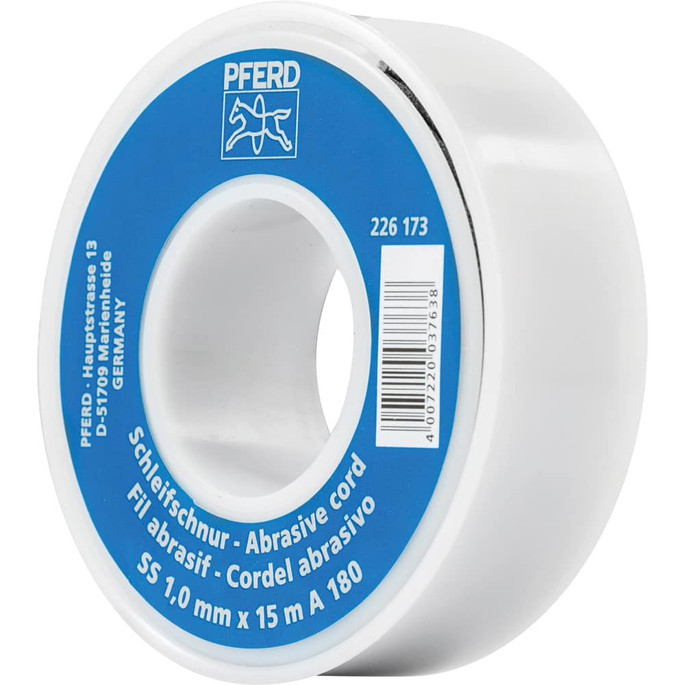 PFERD - Abrasive Cords & Tape; Product Type: Cord ; Abrasive Material: Aluminum Oxide ; Tape/Cord Width (Decimal Inch): 0.040 ; Overall Cord/Tape Length (Feet): 48 ; Grit: 180 - Exact Tool & Supply