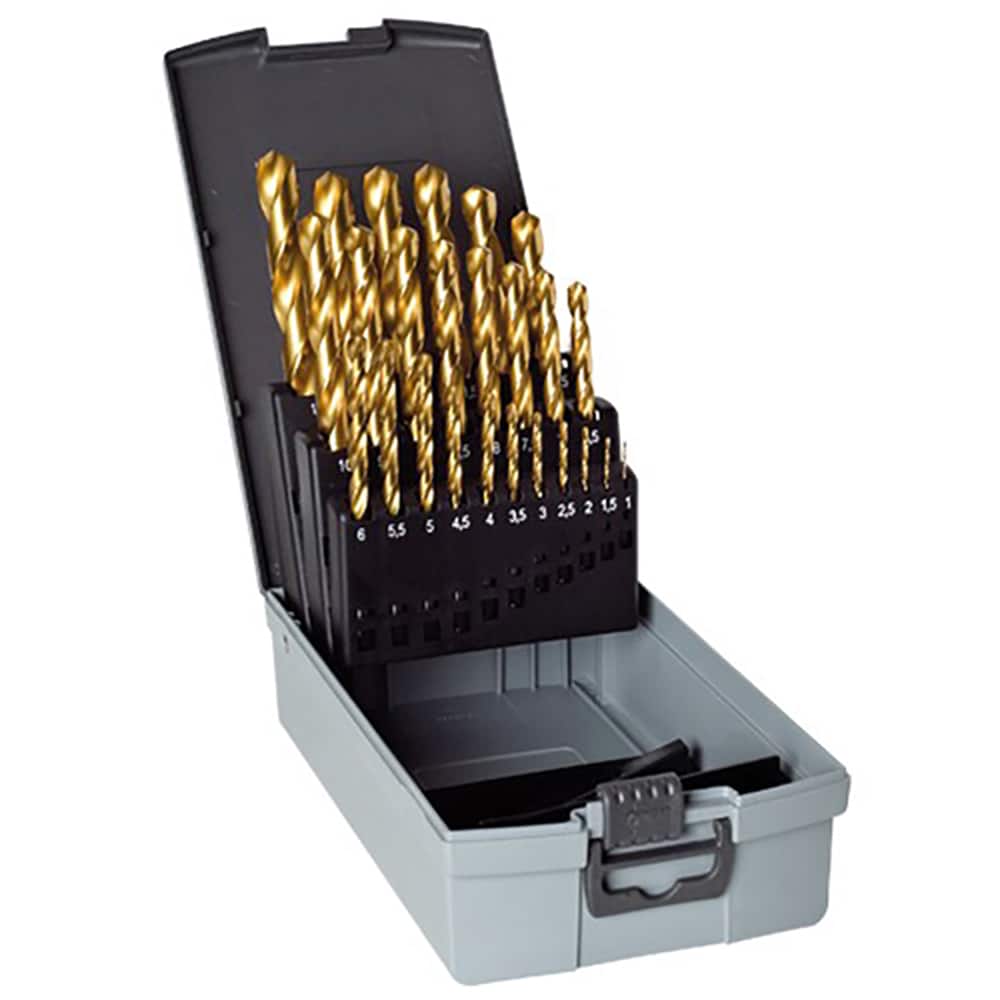 Guhring - Drill Bit Sets; System of Measurement: Metric ; Drill Bit Material: Cobalt ; Drill Bit Set Type: Jobber Length Drill Bits ; Minimum Drill Bit Size (mm): 1.00 ; Minimum Drill Bit Size (Decimal Inch): 0.0394 ; Maximum Drill Bit Size (mm): 13.00 - Exact Tool & Supply