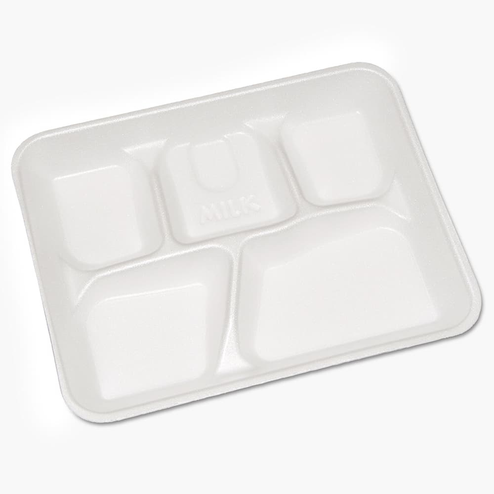 Pactiv - Paper & Plastic Cups, Plates, Bowls & Utensils; Breakroom Accessory Type: Foam Plates ; Breakroom Accessory Description: Dinnerware-Compartment/Meal Tray; Foam ; Color: White - Exact Tool & Supply