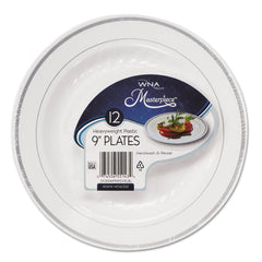WNA - Paper & Plastic Cups, Plates, Bowls & Utensils; Breakroom Accessory Type: Plates ; Breakroom Accessory Description: Dinnerware-Plate; Plastic ; Color: White/Silver - Exact Tool & Supply
