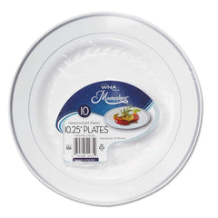 WNA - Paper & Plastic Cups, Plates, Bowls & Utensils; Breakroom Accessory Type: Plates ; Breakroom Accessory Description: Dinnerware-Plate; Plastic ; Color: White/Silver - Exact Tool & Supply