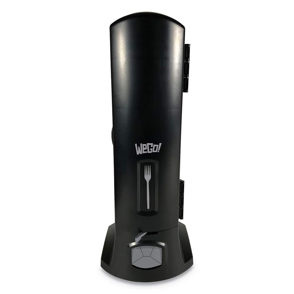 WeGo - Paper & Plastic Cups, Plates, Bowls & Utensils; Breakroom Accessory Type: Cutlery Bin ; Breakroom Accessory Description: Utensil Dispensers-Tower-Fork ; Color: Black - Exact Tool & Supply