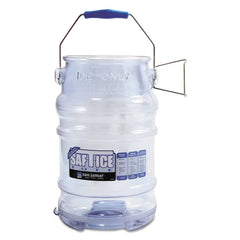 San Jamar - Portable Coolers; Color: Transparent Blue ; Material: Plastic ; Depth (Inch): 13 ; Width/Diameter (Inch): 8-7/8 ; Special Item Information: Tri-Grip? Design Reduces Back Injuries ; Includes: (1) Tote - Exact Tool & Supply