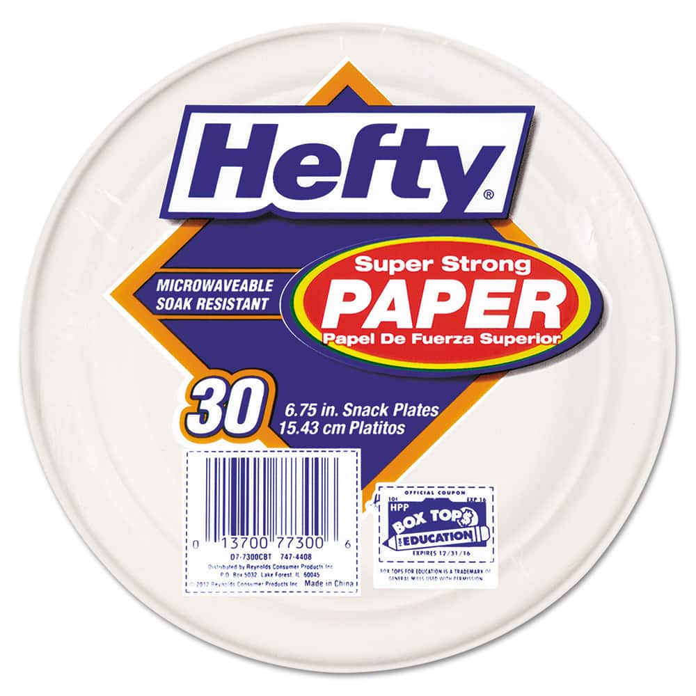 Hefty - Paper & Plastic Cups, Plates, Bowls & Utensils; Breakroom Accessory Type: Plates ; Breakroom Accessory Description: Dinnerware-Plate; Paper ; Color: White - Exact Tool & Supply
