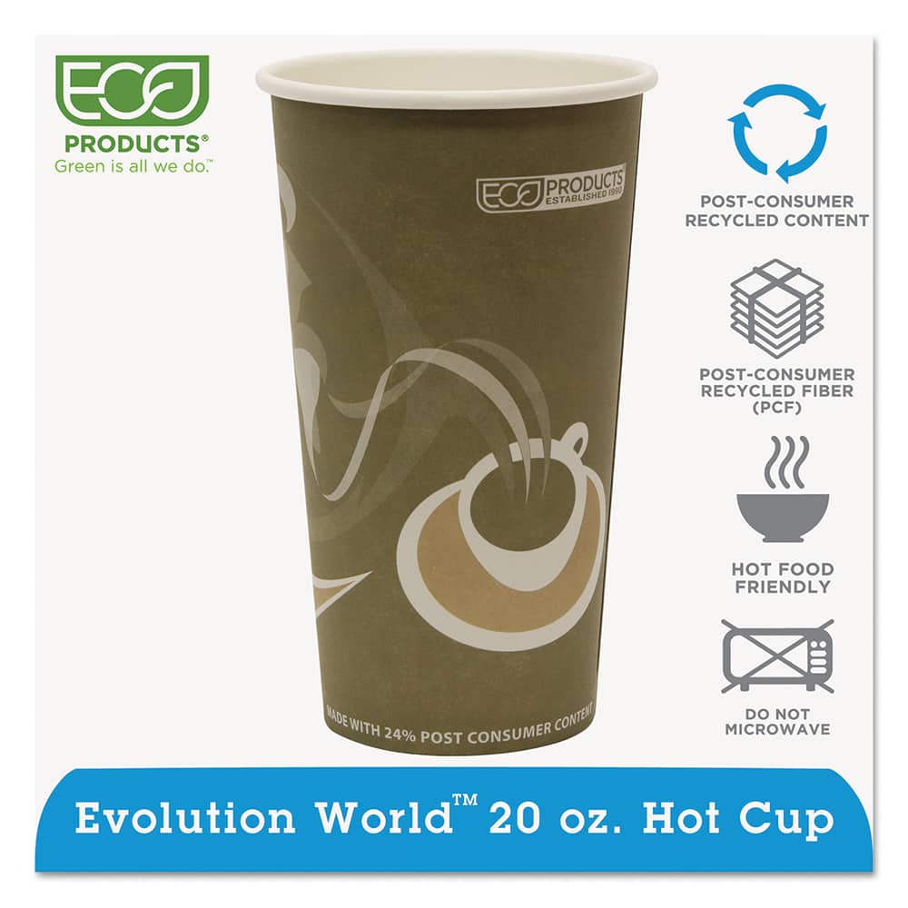 ECO PRODUCTS - Paper & Plastic Cups, Plates, Bowls & Utensils; Breakroom Accessory Type: Paper Cups ; Breakroom Accessory Description: Cups-Hot Drink; Paper ; Color: Multicolored - Exact Tool & Supply