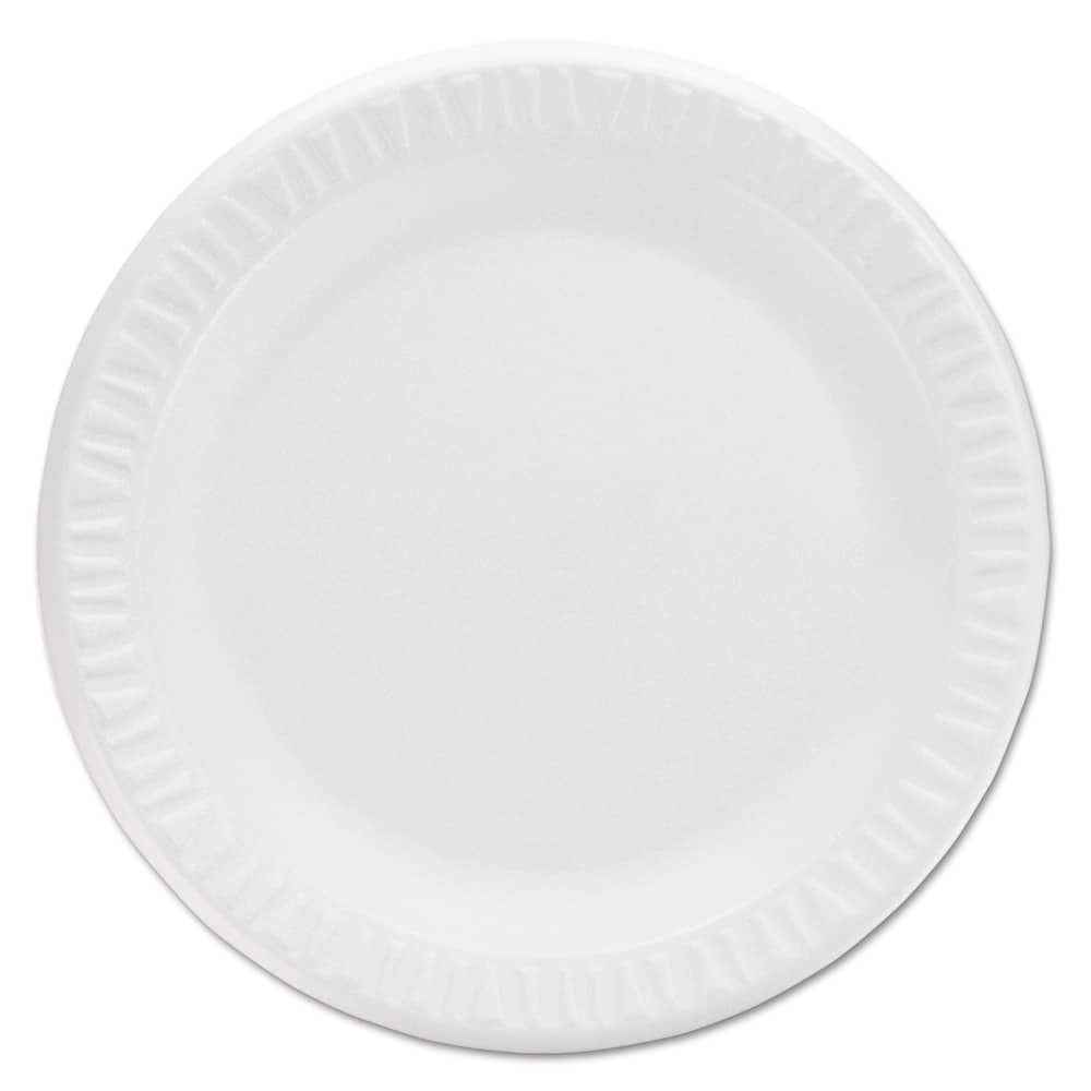DART - Paper & Plastic Cups, Plates, Bowls & Utensils; Breakroom Accessory Type: Plates ; Breakroom Accessory Description: Dinnerware-Plate; Foam ; Color: White - Exact Tool & Supply
