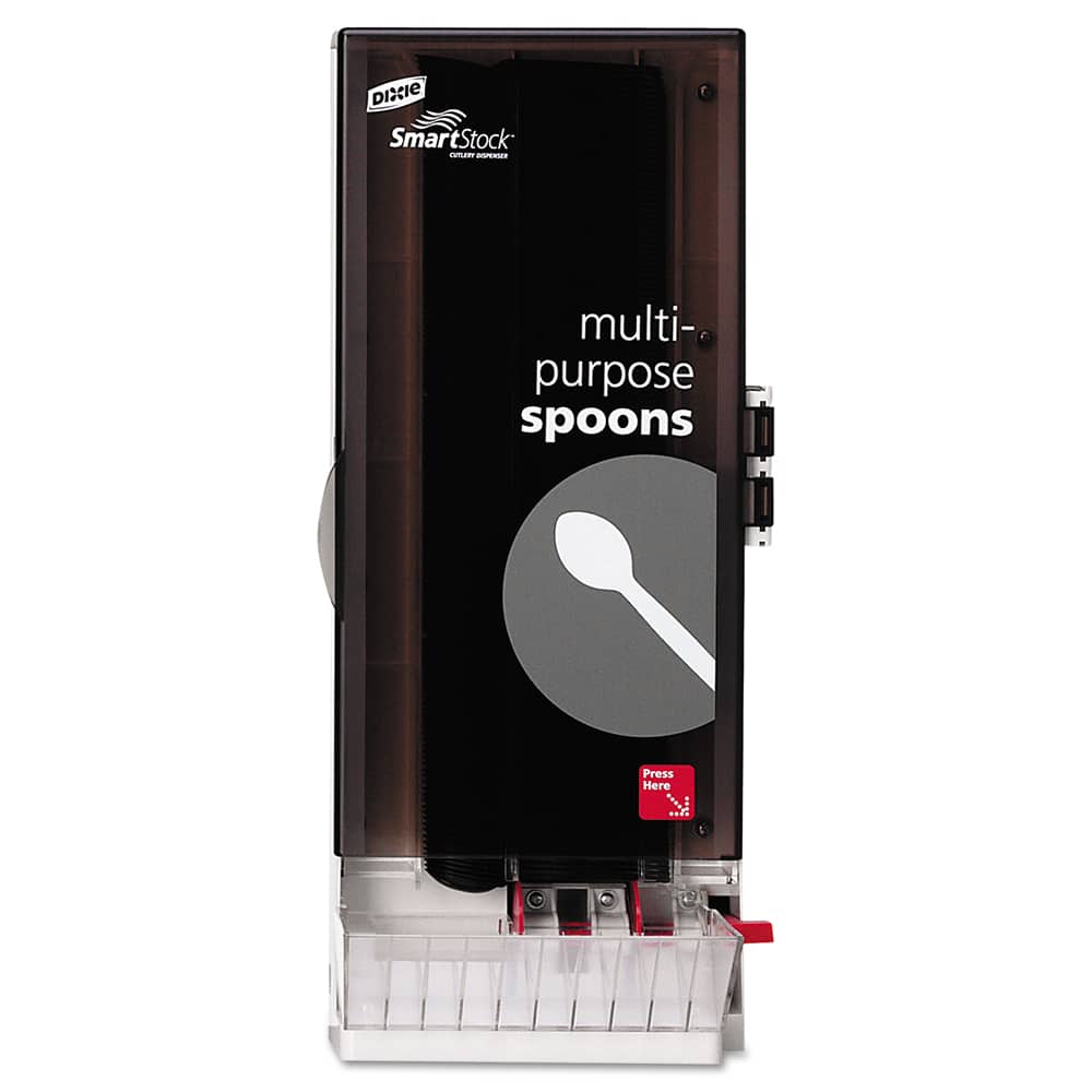 Dixie - Paper & Plastic Cups, Plates, Bowls & Utensils; Breakroom Accessory Type: Cutlery Bin ; Breakroom Accessory Description: Utensil Dispensers-Tower-Spoon ; Color: Translucent Black - Exact Tool & Supply