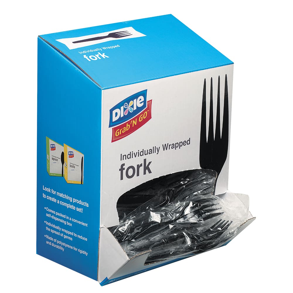 Dixie - Paper & Plastic Cups, Plates, Bowls & Utensils; Breakroom Accessory Type: Fork ; Breakroom Accessory Description: Utensils-Disposable Fork ; Color: Black - Exact Tool & Supply