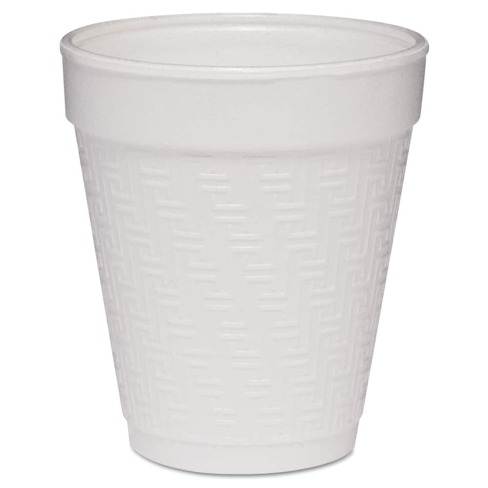 DART - Paper & Plastic Cups, Plates, Bowls & Utensils; Breakroom Accessory Type: Foam Cups ; Breakroom Accessory Description: Cups-Hot/Cold Drink; Foam ; Color: White with Greek Key Design - Exact Tool & Supply