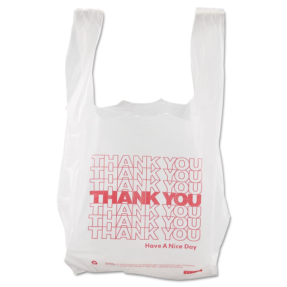 Barnes Paper Company - Paper Bags; Type: Shopping Bag ; Color: White ; Size: 8 x 4 x 16 ; Material: High-Density Polyethylene - Exact Tool & Supply