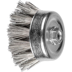 PFERD - Cup Brushes; Brush Diameter (Inch): 4 ; Fill Material: Stainless Steel ; Filament/Wire Diameter (Decimal Inch): 0.0200 ; Wire Type: Standard Twist Knot Wire ; Arbor Type: Threaded Arbor ; Arbor Hole Thread Size: 5/8-11 - Exact Tool & Supply