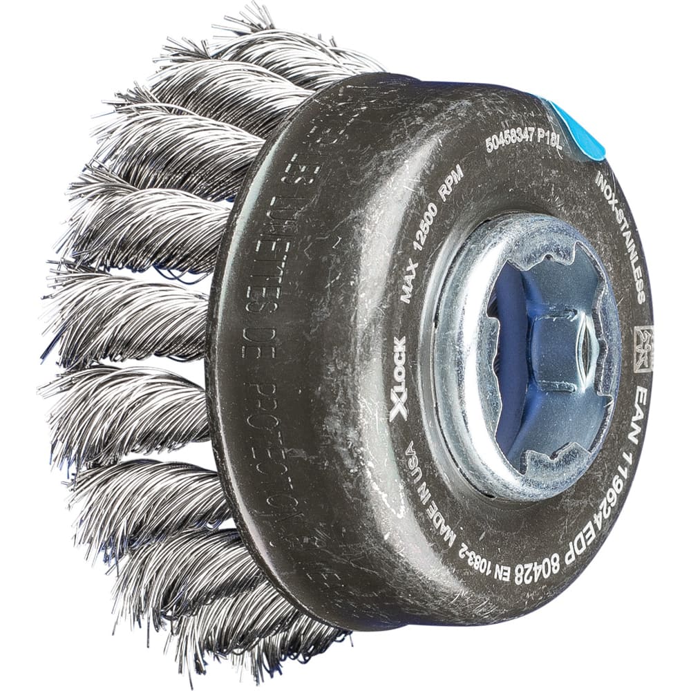 PFERD - Cup Brushes; Brush Diameter (Inch): 2-3/4 ; Fill Material: Stainless Steel ; Filament/Wire Diameter (Decimal Inch): 0.0140 ; Wire Type: Full Cable Twist; Single ; Arbor Type: X-LOCK ; Arbor Hole Thread Size: X-LOCK - Exact Tool & Supply