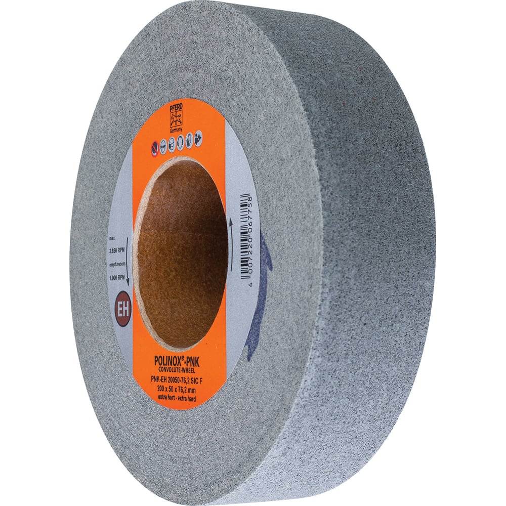 PFERD - Deburring Wheels; Wheel Type: Convolute ; Wheel Diameter (Inch): 8 ; Center Hole Size (Inch): 3 ; Abrasive Material: Silicon Carbide ; Grade: Fine ; Density Grade: Extra Hard - Exact Tool & Supply