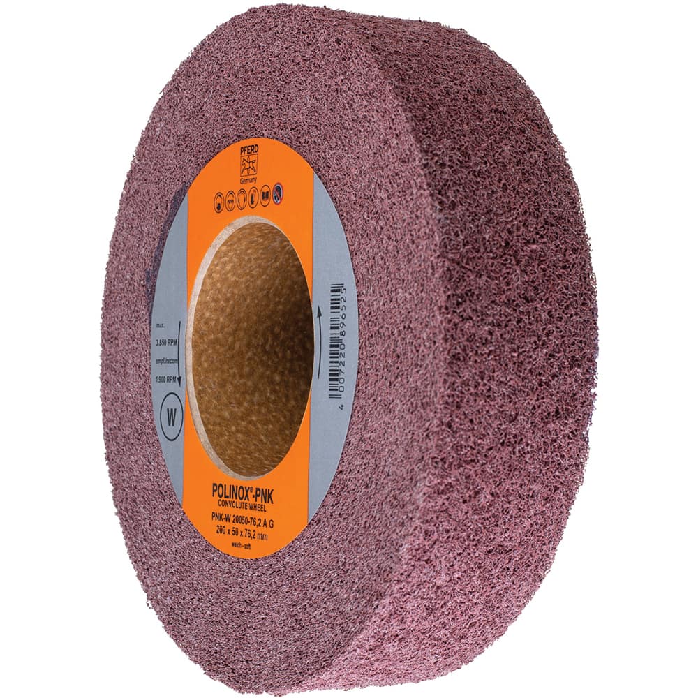 PFERD - Deburring Wheels; Wheel Type: Convolute ; Wheel Diameter (Inch): 8 ; Center Hole Size (Inch): 3 ; Abrasive Material: Aluminum Oxide ; Grade: Coarse ; Density Grade: Extra Hard - Exact Tool & Supply