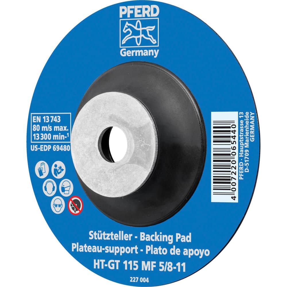 PFERD - Disc Backing Pads; Backing Pad Type: Disc Backing Pad ; Pad Diameter (Inch): 4-1/2 ; Maximum RPM: 13300.000 ; Thread Size: 5/8-11 ; Density: Flexible - Exact Tool & Supply