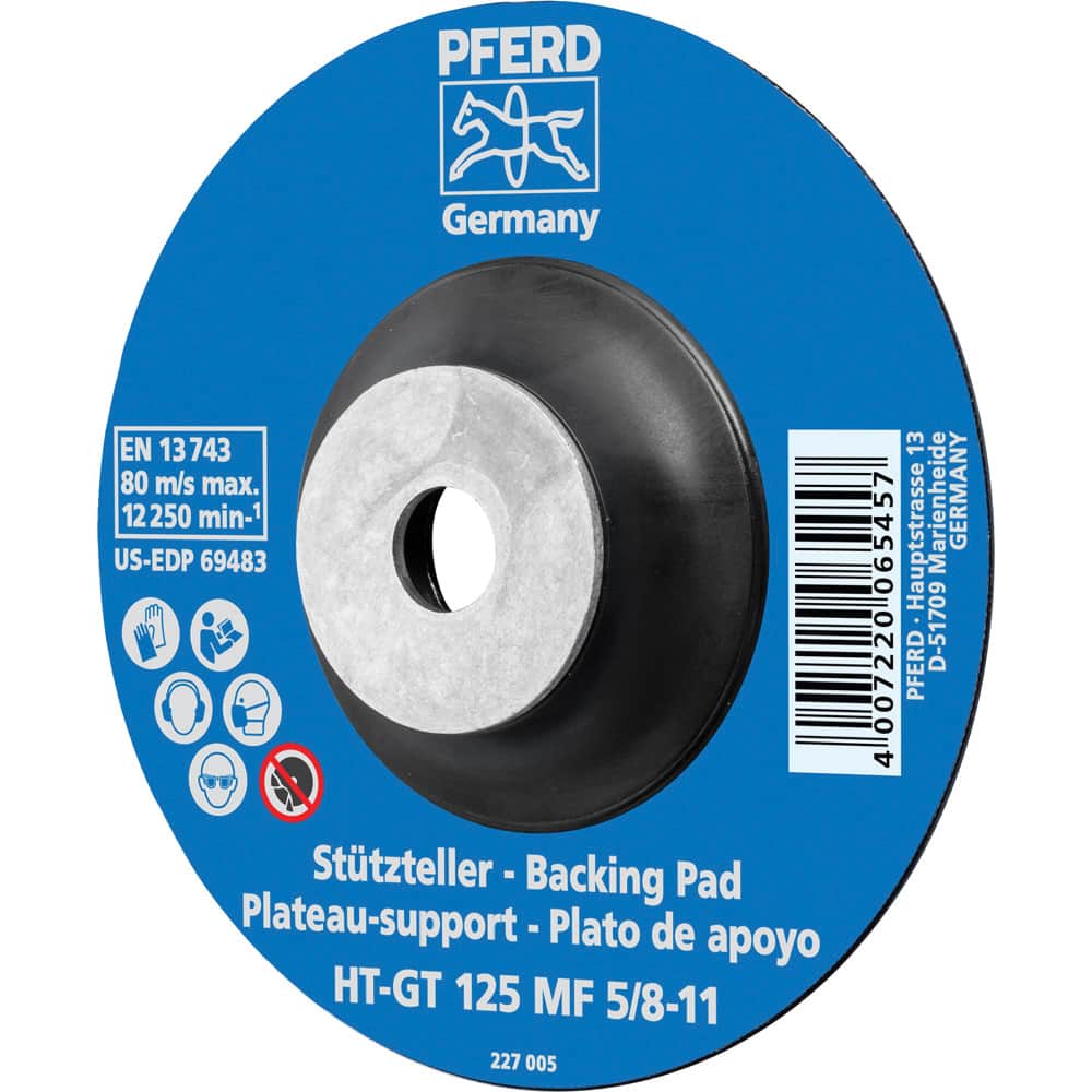 PFERD - Disc Backing Pads; Backing Pad Type: Disc Backing Pad ; Pad Diameter (Inch): 5 ; Maximum RPM: 12200.000 ; Thread Size: 5/8-11 ; Density: Flexible - Exact Tool & Supply
