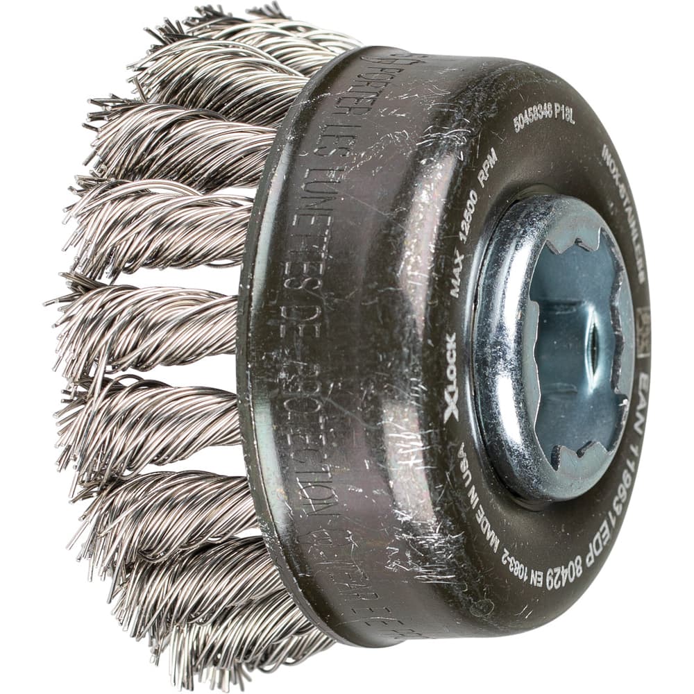 PFERD - Cup Brushes; Brush Diameter (Inch): 2-3/4 ; Fill Material: Stainless Steel ; Filament/Wire Diameter (Decimal Inch): 0.0200 ; Wire Type: Full Cable Twist; Single ; Arbor Type: X-LOCK ; Arbor Hole Thread Size: X-LOCK - Exact Tool & Supply