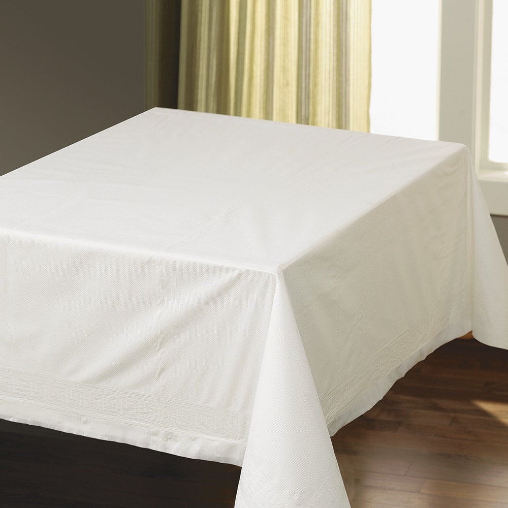 Hoffmaster - Tablecloths; Type: Table Cover ; Color: White ; Width (Inch): 82 ; Length (Inch): 82 ; Length (Feet): 6.833 ; Material: Tissue/Polyethylene - Exact Tool & Supply