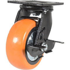 Vestil - Standard Casters; Mount: With Holes ; Style: Swivel w/Brake ; Wheel Diameter: 5 (Inch); Wheel Width: 2 (Inch); Overall Height (Inch): 6-1/2 ; Load Capacity (Lb.): 639.000 - Exact Tool & Supply