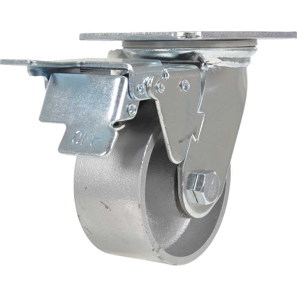 Vestil - Standard Casters; Mount: With Holes ; Style: Swivel w/Total Brake ; Wheel Diameter: 4 (Inch); Wheel Width: 2 (Inch); Overall Height (Inch): 5-1/2 ; Load Capacity (Lb.): 1100.000 - Exact Tool & Supply