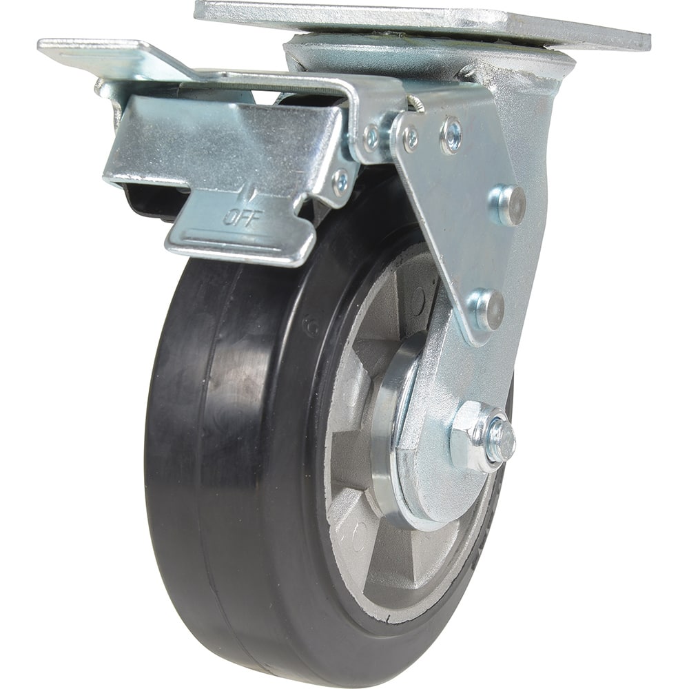 Vestil - Standard Casters; Mount: With Holes ; Style: Swivel w/Total Brake ; Wheel Diameter: 6 (Inch); Wheel Width: 2 (Inch); Overall Height (Inch): 7-1/2 ; Load Capacity (Lb.): 771.000 - Exact Tool & Supply