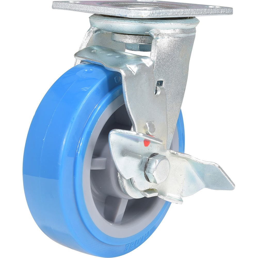 Vestil - Standard Casters; Mount: With Holes ; Style: Swivel w/Brake ; Wheel Diameter: 6 (Inch); Wheel Width: 2 (Inch); Overall Height (Inch): 7-9/16 ; Load Capacity (Lb.): 903.000 - Exact Tool & Supply