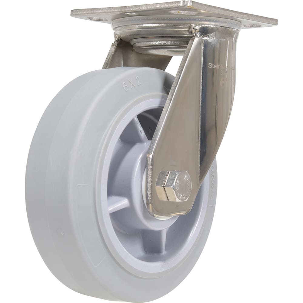 Vestil - Standard Casters; Mount: With Holes ; Style: Swivel ; Wheel Diameter: 6 (Inch); Wheel Width: 2 (Inch); Overall Height (Inch): 7-1/2 ; Load Capacity (Lb.): 600.000 - Exact Tool & Supply