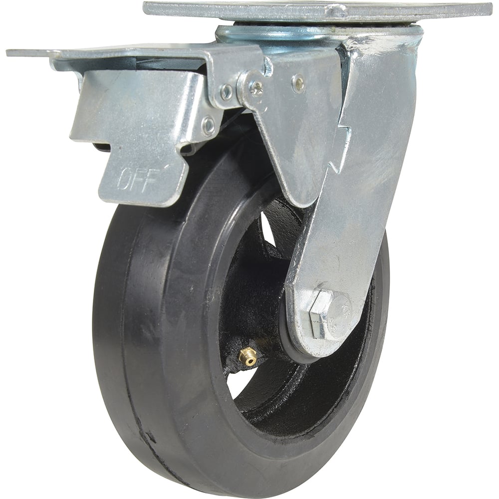 Vestil - Standard Casters; Mount: With Holes ; Style: Swivel w/Total Brake ; Wheel Diameter: 6 (Inch); Wheel Width: 2 (Inch); Overall Height (Inch): 7-1/2 ; Load Capacity (Lb.): 507.000 - Exact Tool & Supply