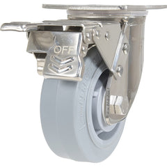 Vestil - Standard Casters; Mount: With Holes ; Style: Swivel w/Total Brake ; Wheel Diameter: 5 (Inch); Wheel Width: 2 (Inch); Overall Height (Inch): 6-1/2 ; Load Capacity (Lb.): 500.000 - Exact Tool & Supply