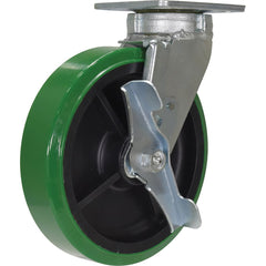 Vestil - Standard Casters; Mount: With Holes ; Style: Swivel w/Brake ; Wheel Diameter: 8 (Inch); Wheel Width: 2 (Inch); Overall Height (Inch): 9-1/2 ; Load Capacity (Lb.): 1000.000 - Exact Tool & Supply